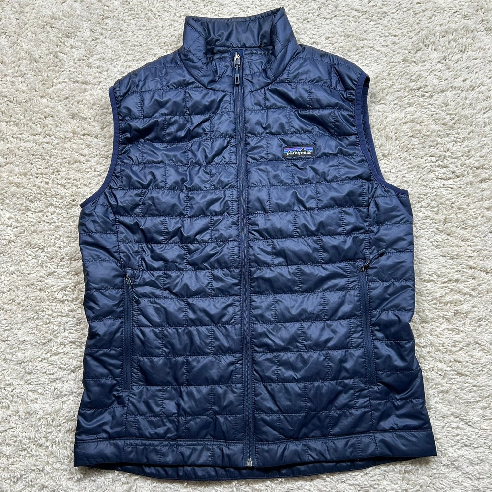 Patagonia Nano Puff Vest Size Medium Navy Blue Quilted Full Zip Puffer